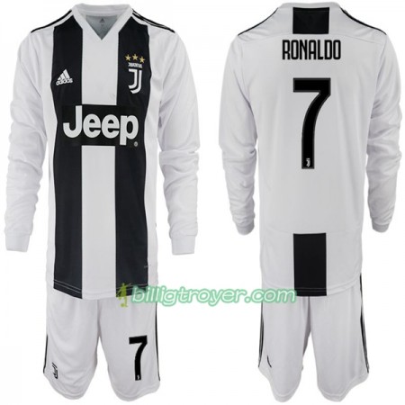 Billige Fotballdrakter Juventus Ronaldo 7 Barn Hjemmedraktsett 2018/19 Langermet